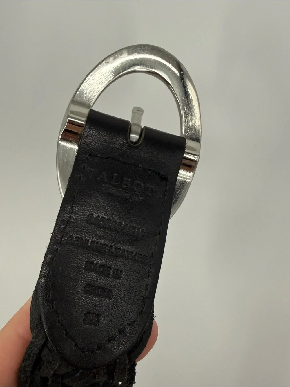 Talbots Black Braided Leather Belt Silver Buckle Size 3X Classic